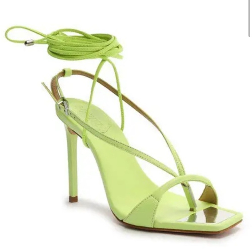 Schutz Vikki Lime Green Strappy High Heel Sandals Size 8
